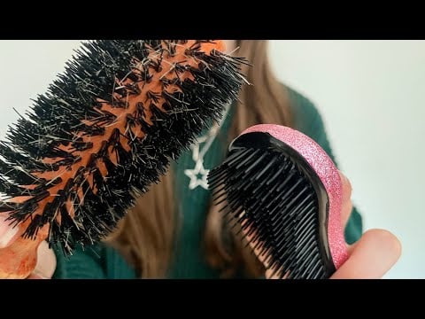 ASMR Brushing + straightening your hair | hair brushing | whispered | lo-fi