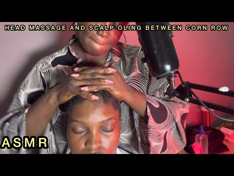 ASMR✨SCALP OILING AND TOOLS MASSAGING BETWEEN CORNROW.