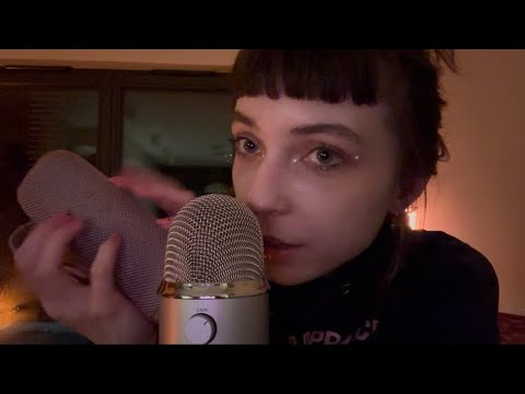 lofi ASMR • many pink things tapping, mouth sounds, whispering, mic cupping, scratching 🥰