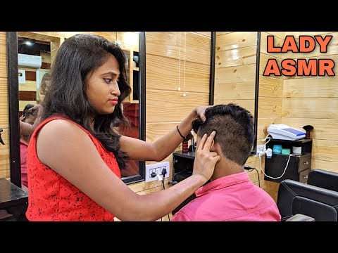 ASMR Head massage therapy by Indian lady barber Pakhi