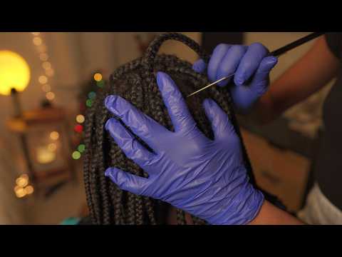 ASMR | Real Person Sensory Test on Braids (scalp oiling, inspection & massage)