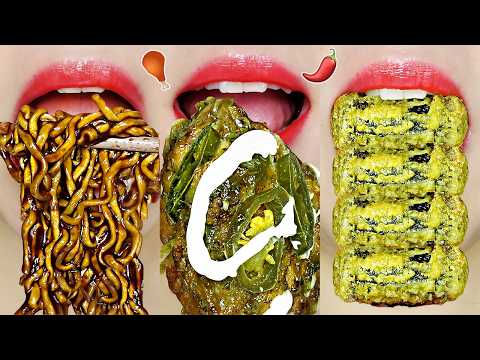 NEW Creamy 🌶️Jalapeño Chicken🍗 & Bburinkle ASMR Mukbang (with Black Bean Noodles) Eating Sounds