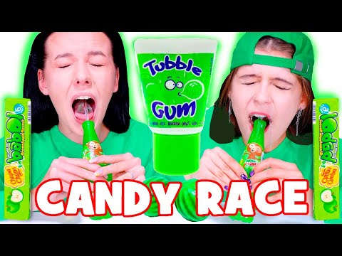 ASMR Full Video Green Candy Race Jelly Gummy Sour Lollipop