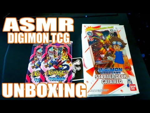 ASMR | DIGIMON TCG - Gaia Red Starter Pack + Sobres