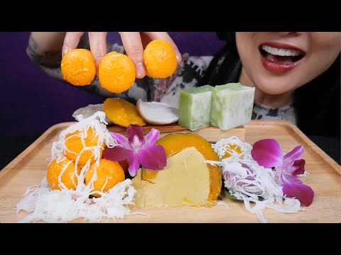 THAI DESSERT (FLUFFY CAKE, JELLO, COCONUT CAKE) ASMR EATING SOUNDS | NO TALKING | SAS-ASMR