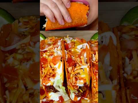 Nacho cheese crunchy tacos #asmr #taco #cheesy #foodie #mukbang