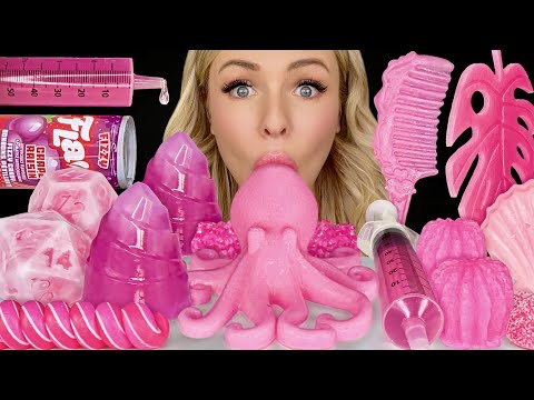 ASMR UNDERWATER PINK DESSERTS, MR OCTOPUS JELLY, HOME MADE NIK L NIP, CRESCENT MOON DRINK MUKBANG