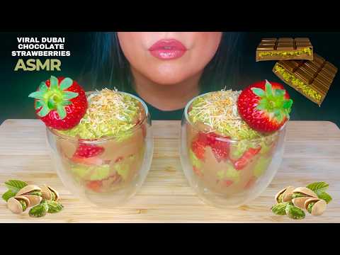 VIRAL DUBAI CHOCOLATE STRAWBERRY CUP! | ASMR MUKBANG | EATING SHOW!