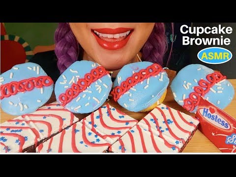 ASMR 성조기모양 컵케이크, 브라우니 리얼사운드 먹방| HAPPY Memorial Day CUPCAKE,BROWNIE EATING SOUND|CURIE. ASMR