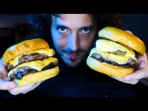 HUGE JUICY DOUBLE CHEESE BURGERS ! ASMR NO TALKING ( Real Sounds ) 자막 字幕  उपशीर्षक | Nomnomsammieboy