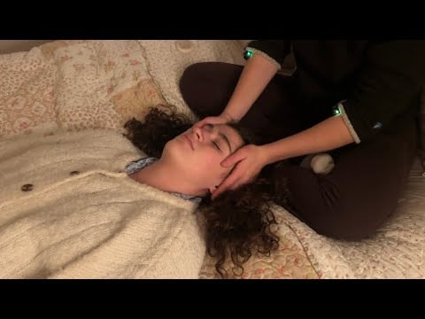 ASMR Sleepy Bedtime Head, Neck & Chest Massage on my Little Sis