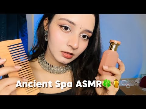 ASMR Organic Indian spa🍀✨🫧(Massage,oiling, Plucking, positive affirmations)