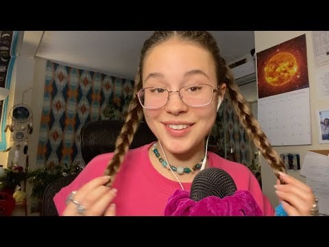 ASMR Hair play and styling (high ponytail & pigtails)