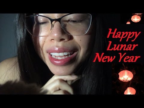 ASMR LUNAR NEW YEAR UP CLOSE WHISPERS W. CAMERA BRUSHING/ HAND, BRUSH VISUALS :)