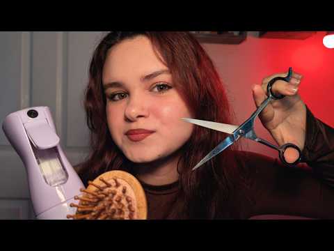 Relaxing Rainy Day Haircut Roleplay ASMR | Hair Brushing, Cutting, Soft Spoken, Spray Bottle Sounds