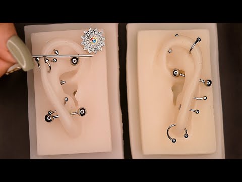 【衝撃】ニードルで13個連続ピアスする音 - Piercing Holes in The Ear with a Needle