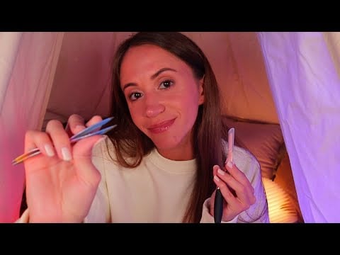 ASMR / Doing Your Eyebrows at a Sleepover (personal attention)