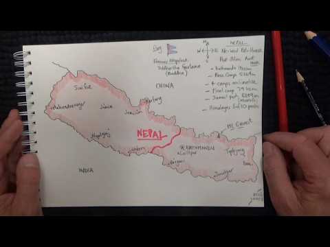 ASMR - Drawing a Map of Nepal - Australian Accent - Chewing Gum & Quietly Whispering
