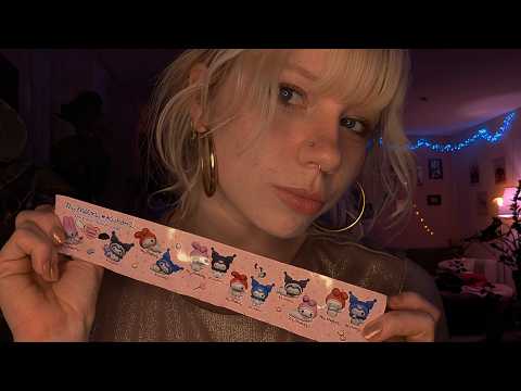 ASMR sanrio blindbox unboxing (tapping, scratching, whispers)