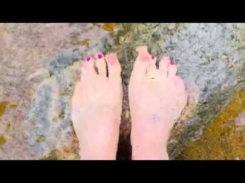 ASMR bare feet walking in lake relaxing sounds