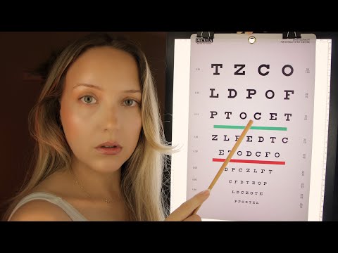 ASMR Bright Light Eye 👁 Exam, Snellen Chart Tapping, Up Close Eye Inspecting, Focusing, Following