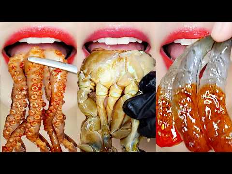 [SUB] asmr 10 MINUTES EMOJI SEAFOOD🦀🐙🦑 MUKBANG SATISFYING & RELAXING 10분 이모지 먹방 모음집 eating sounds