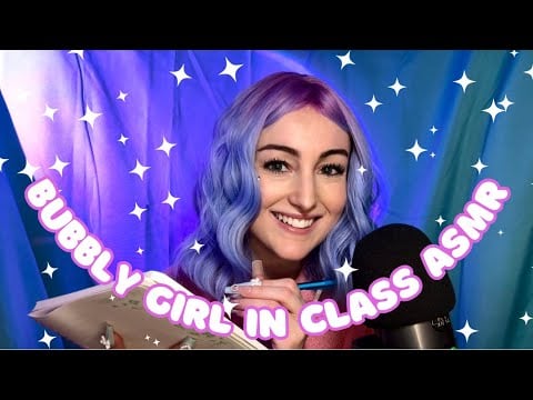 ASMR 🫧 Bubbly Girl Distracts You In Class (nail tapping, hair brushing, makeup, personal attention)