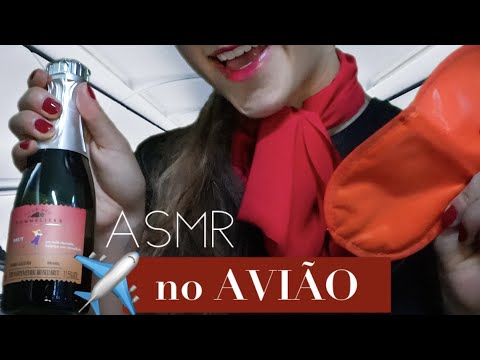 ASMR roleplay AEROMOÇA de PRIMEIRA CLASSE - voe comigo para a Europa!