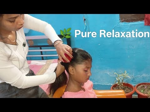 Giving Baijanti a soothing hair oiling session to help her relax and feel calm ✨💆‍♀️🌿