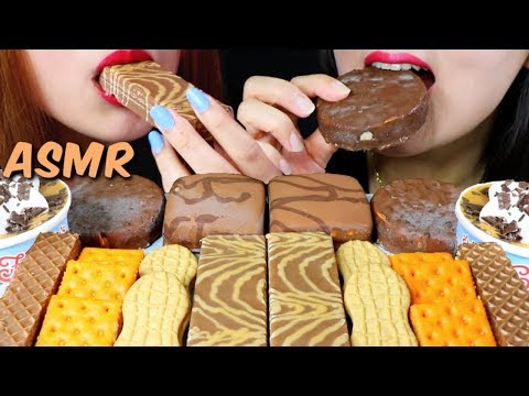 ASMR PEANUT BUTTER ICE CREAM BARS, SUNDAES, CHOCOLATE WAFERS, COOKIES 리얼사운드 먹방 | Kim&Liz ASMR