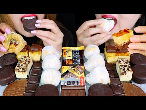 ASMR CARAMEL MOCHI ICE CREAM, CHEESECAKE, CHOCOLATE PIE, STROOPWAFEL 리얼사운드 먹방 | Kim&Liz ASMR