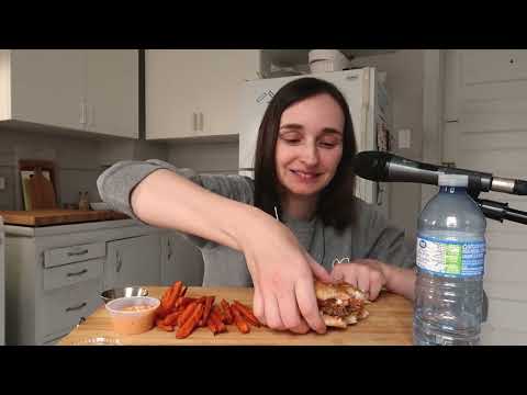 Eat With Me! A&W Teen Burger & Sweet Potato Fries ASMR Whispering