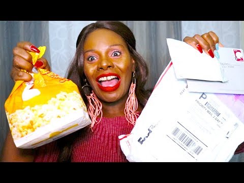 Butter POPCORN ASMR Eating Sounds  CANDY PEANUT/ We Got Mail