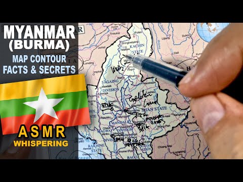 ASMR: Map of MYANMAR (BURMA) tracing | Main CITIES less known facts | ASMR maps and facts