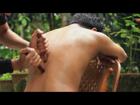 Heavy oil back massage | back body massage with heavy oil at green background asmr