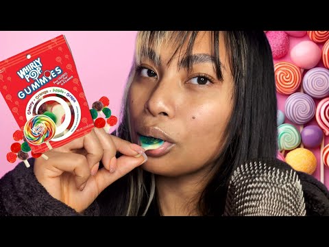 ASMR Chewing Whirly Pop Gummies  Tingly Chewing Eating Sounds