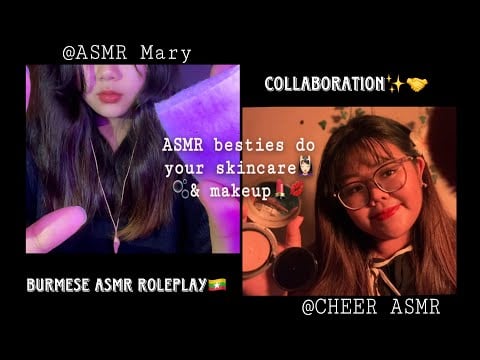 ASMR | Cheer & Mary Do Your Skincare & Makeup For a Date🎀 [ Layered Sounds, Mouth sounds ]