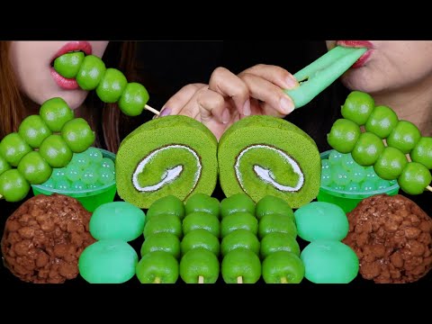 ASMR MATCHA MOCHI, GREEN TEA DANGO, KIWI POPPING BOBA, SWISS ROLL CAKE, OREO ICE CREAM BAR 먹방