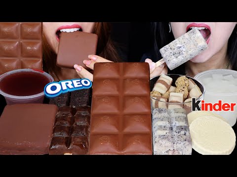 ASMR KLONDIKE ICE CREAM BAR, OREO, GIANT CHOCOLATE PEANUT BUTTER BAR, FERRERO BALLS & KINDER CEREA먹방