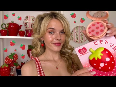 ASMR Giving You A 1h Berry Sweet Makeover 🍓🧺 (skincare, makeup, hair, +overlay sounds) 🌿