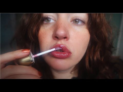 ASMR nothing but lipgloss sounds (no talking, application, mouth sounds, plumping, close up)