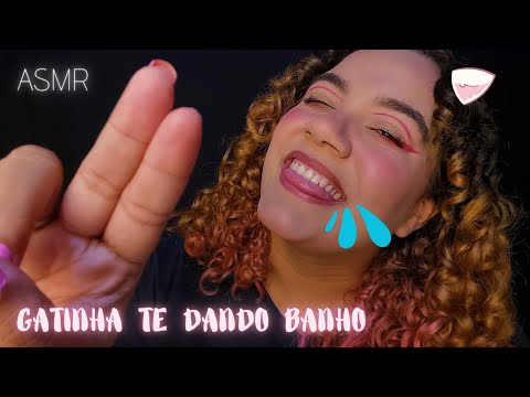 ASMR SONS DE BOCA MOLHADO E BANHO DE GATO 😻👄