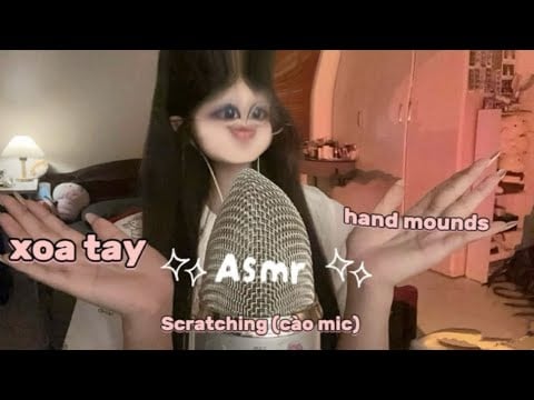 Honq•Asmr|| cào mic ( Scratching),hand mounds, xoa tay