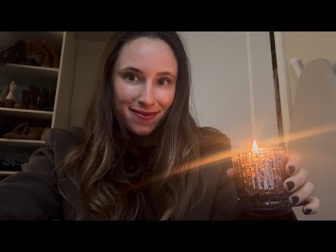 ASMR candlelit makeup routine 🕯️ (tongue clicking, tapping, and tingly whispers) *full gain asmr*  