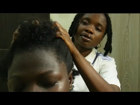 ASMR Relaxing Braids Takedown with Combs, hair pulling & Gum Cackling 💆🏾‍♀️
