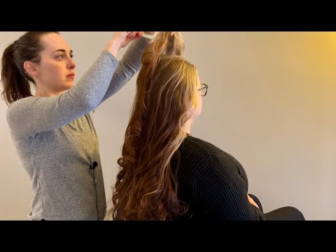 ASMR Precise Hair Styling ✨ Curling, Teasing, Pinning ✨ Real Person ASMR