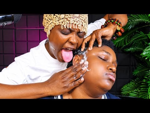 Asmr ✨no gum sensual fake spit painting Ear to neck massage | butter cream Neck massage