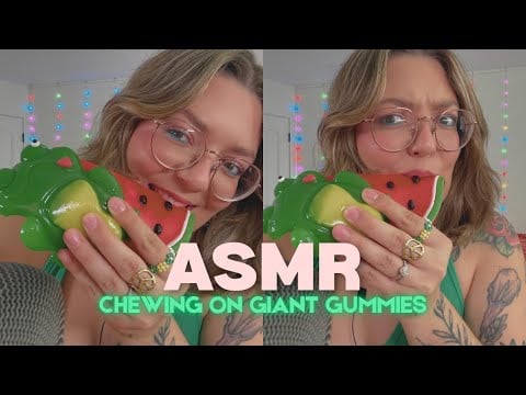 ASMR- Chewing On Giant Gummies 🍉🐸 Mouth Sounds, Fast & Aggressive 