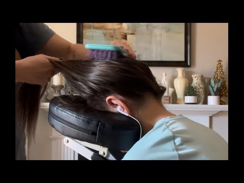 ASMR Hair and nape massage, Hair brushing and head massage, Hair play for Relaxation