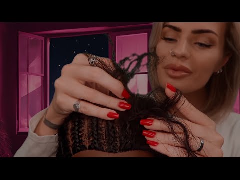 Gentle ASMR Hair Play: Relaxing Cornrow Braid Removal 💕 (scalp scratching & personal attention)